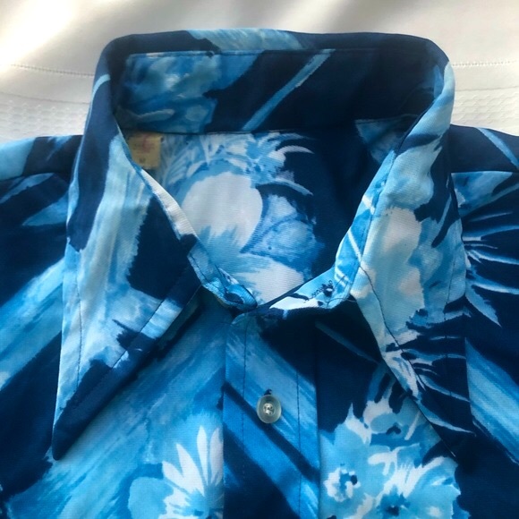 Vintage shirt button down floral print men’s medium long sleeve polyester qiana - Picture 2 of 11